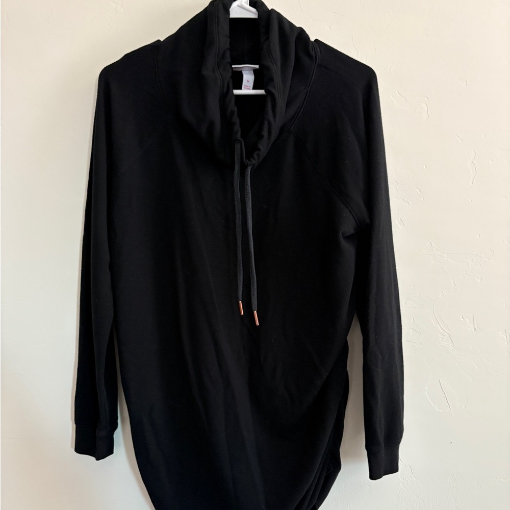 Black Mock Neck Maternity Long Sleeve Shirt
